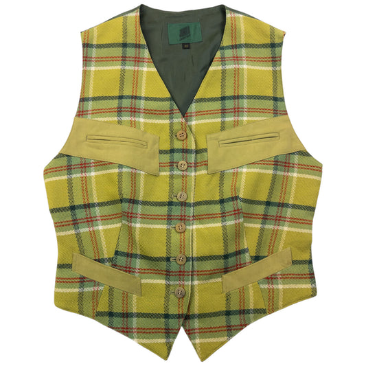 Vintage 80s Jean Paul Gaultier Checkered Waistcoat Womens Size M