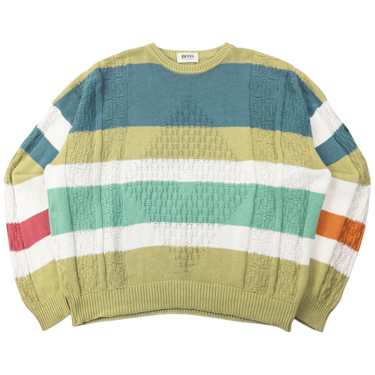 Vintage 90s Hugo Boss Striped Knit Jumper Size XL