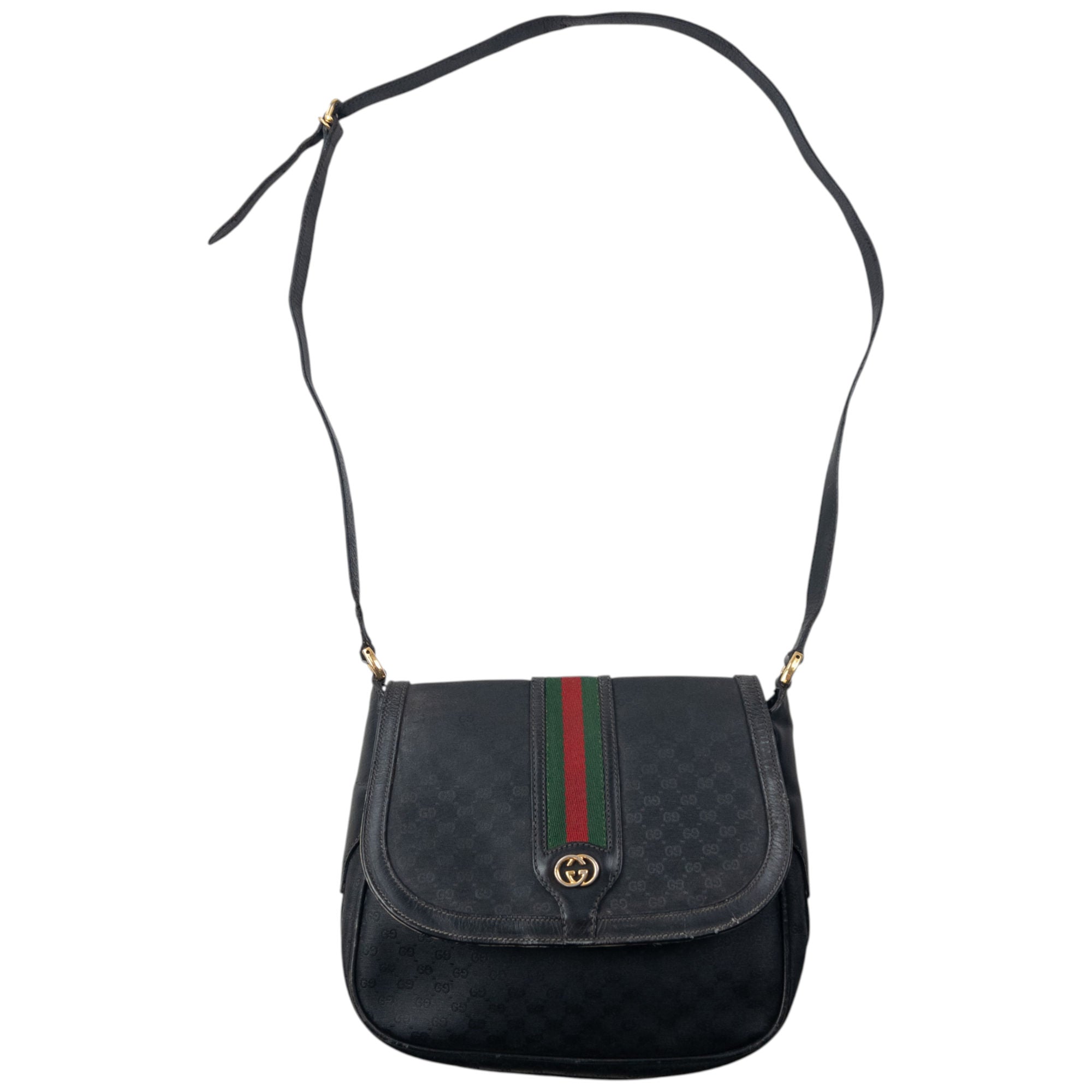 Vintage 80s Gucci Monogram Leather Crossbody Bag