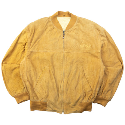Vintage 90s Hugo Boss Zip Up Suede Bomber Jacket Size L