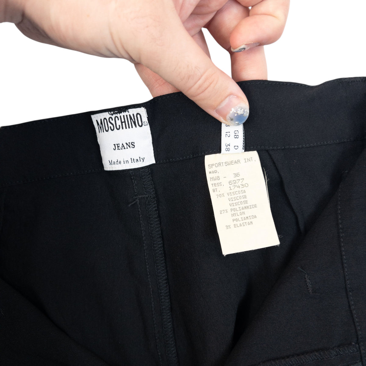 Vintage 90s Moschino Jeans Diamanté Trousers in black, photo 5