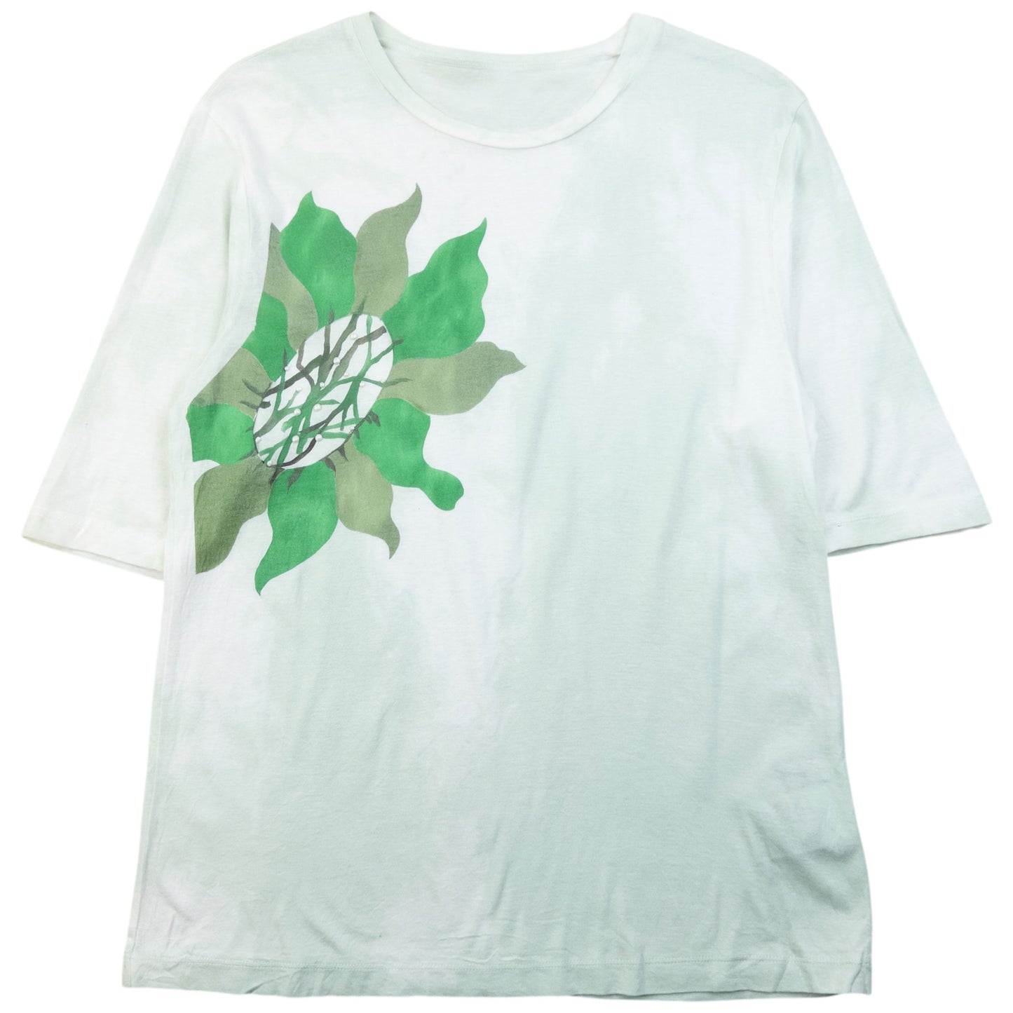 Vintage 90s Yohji Yamamoto Flower Graphic T Shirt Womens Size S