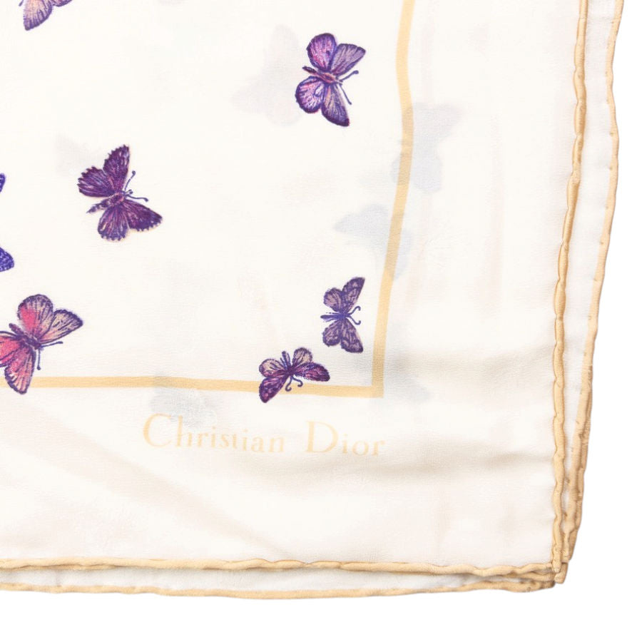 Vintage 2000s Dior Butterfly Print Silk Scarf