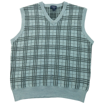 Vintage 2000s Burberry Golf Nova Check Wool Sweater Vest in green (merino wool)