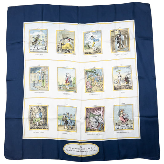 Vintage Burberry Diary Golden Jubilee Silk Scarf