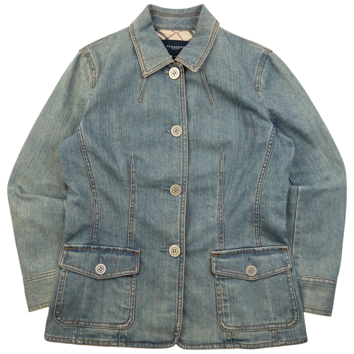 Vintage 2000s Burberry Button Up Denim Jacket Womens Size S