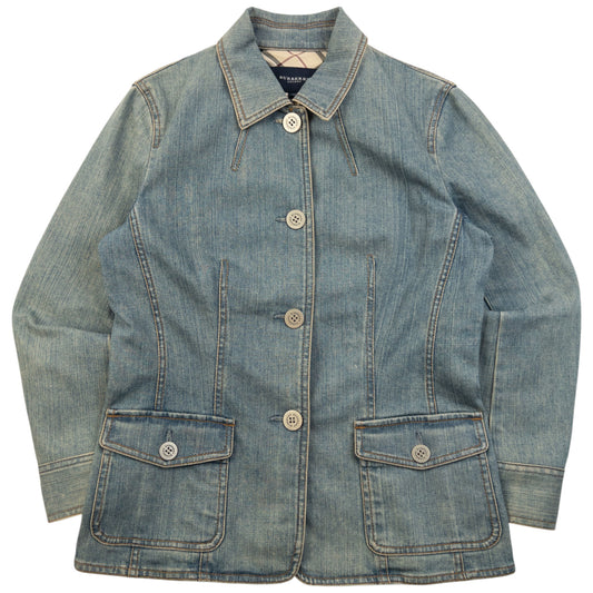 Vintage 2000s Burberry Button Up Denim Jacket Womens Size S