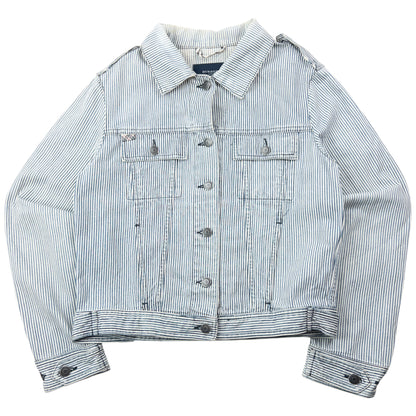 Vintage 2000s Burberry Striped Denim Jacket Womens Size M