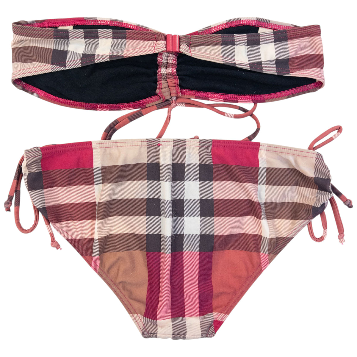 Vintage Burberry Brit Nova Check Bandeau Bikini Set Womens Size S