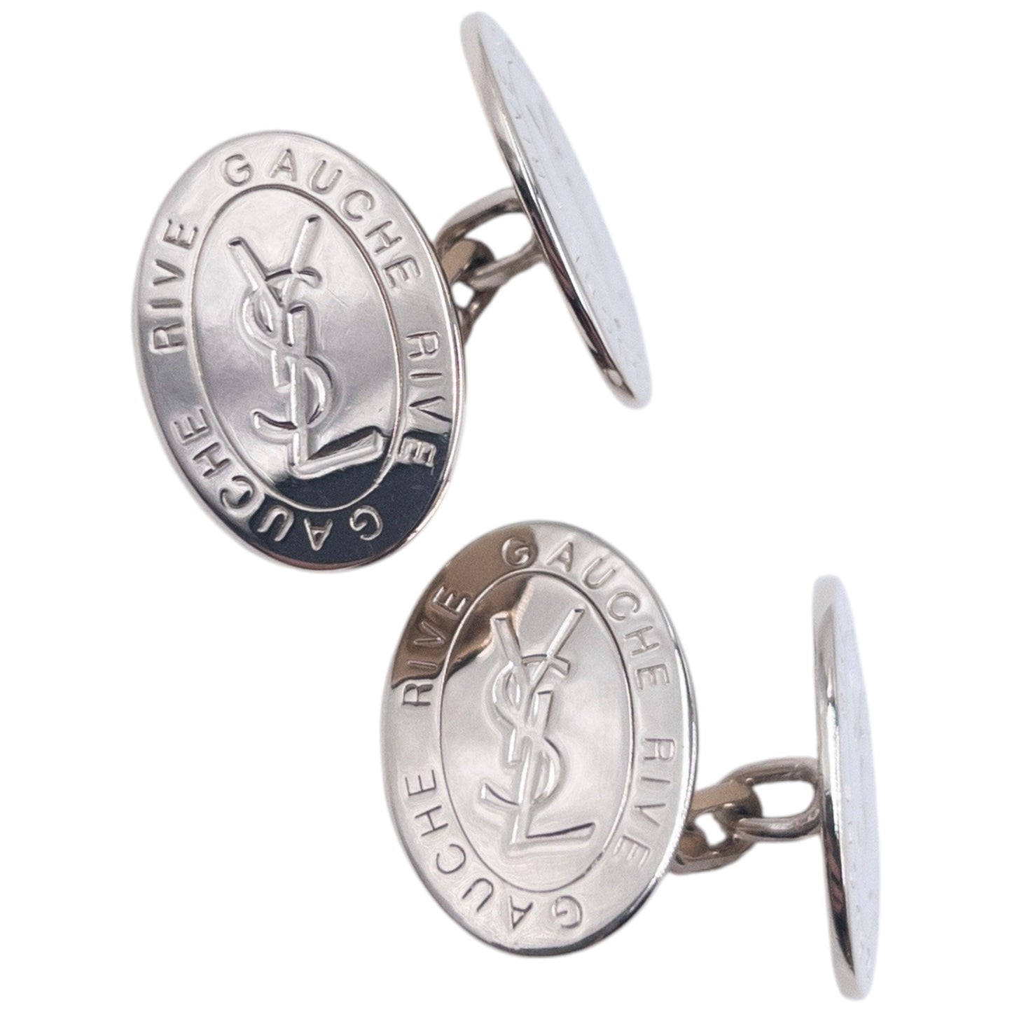 Vintage YSL Yves Saint Rive Gauche Embossed Chain Cuff Links