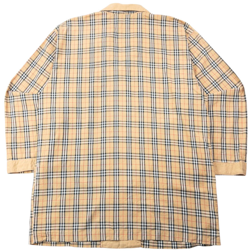 Vintage 90s Burberry Nova Check Long Sleeve Button Up Pyjama Shirt Size L