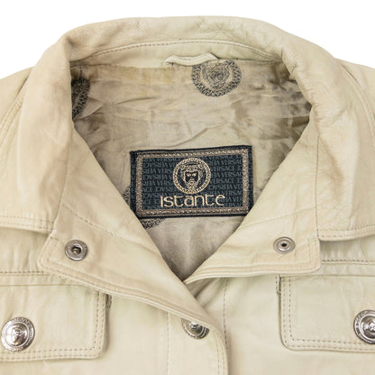 Vintage 90s Versace Istante Cropped Leather Jacket Womens Size S