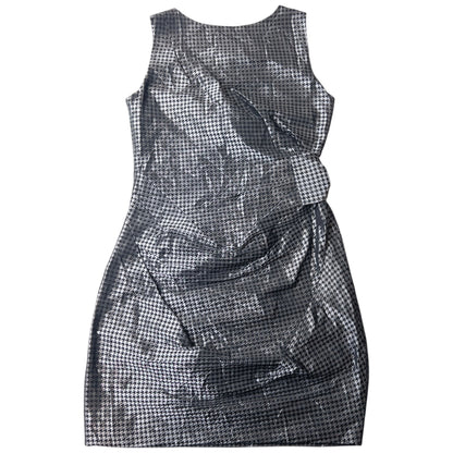Vintage Prada Houndstooth Ruched Bow Dress Womens Size M
