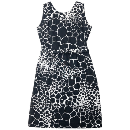 Vintage 80s YSL Yves Saint Laurent Giraffe Print Belt Waist Dress Womens Size L