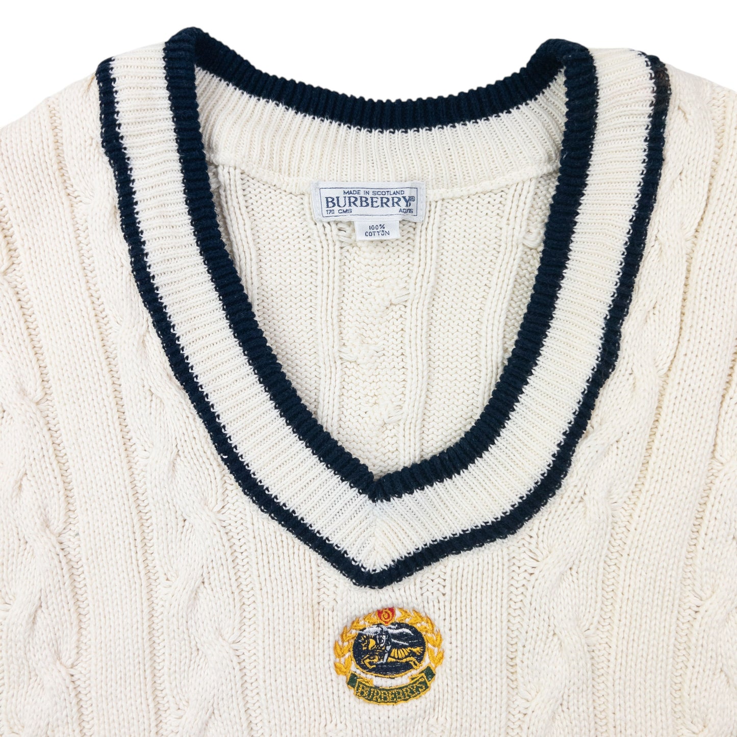 Vintage 90s Burberry Cable Knit Sweater Vest Size S