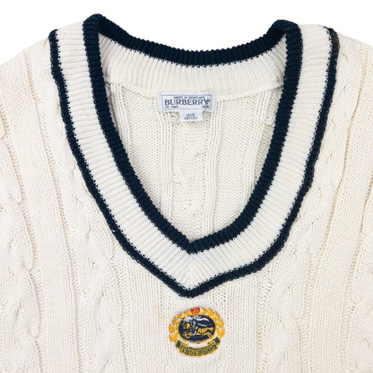 Vintage 90s Burberry Cable Knit Sweater Vest Size S