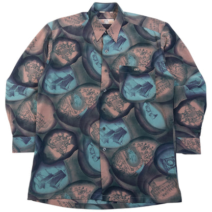 Vintage 90s Balenciaga Long Sleeve Button Up Pattern Shirt Size S