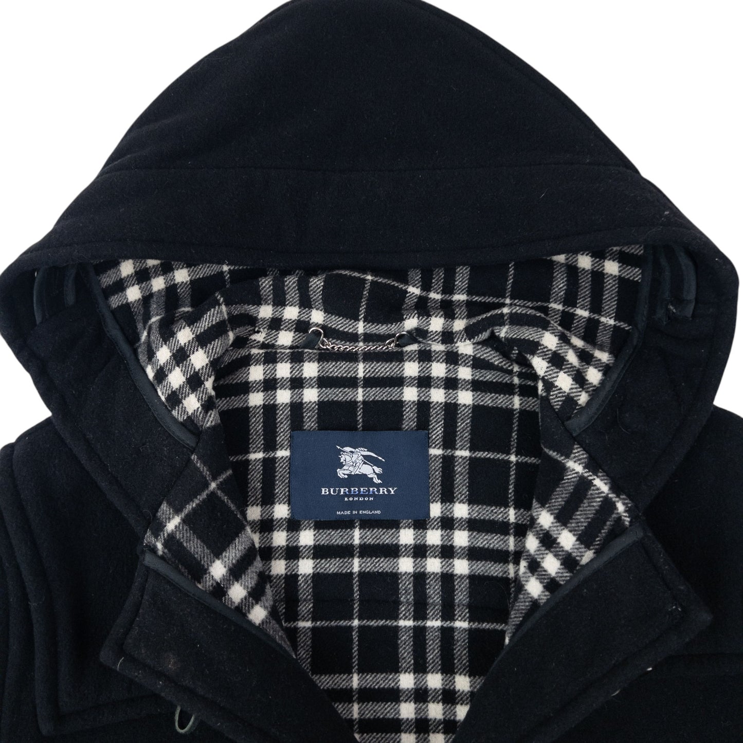 Vintage 2000s Burberry Nova Check Lined Wool Duffle Jacket Size M