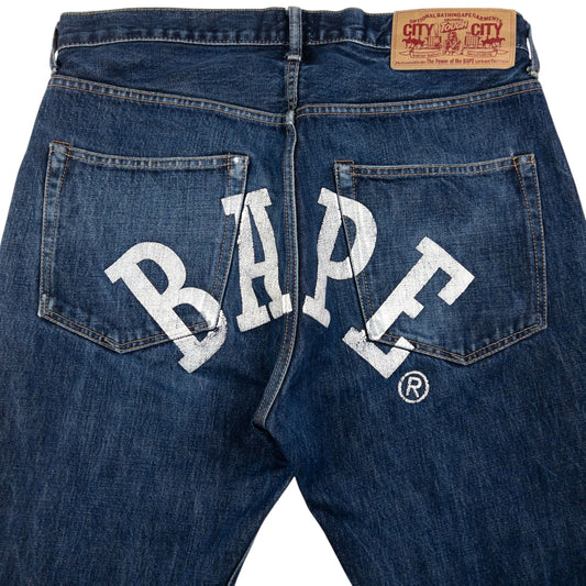 Vintage Bape Spellout Logo Jeans Size W33