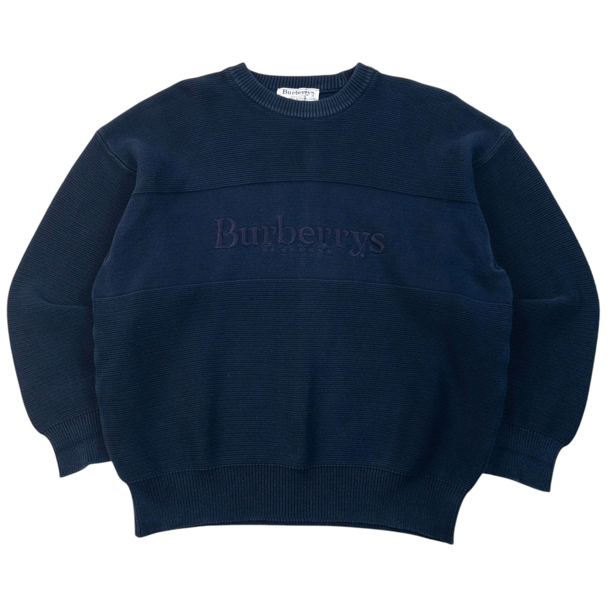 Vintage 90s Burberry Embroidered Knit Jumper Size L