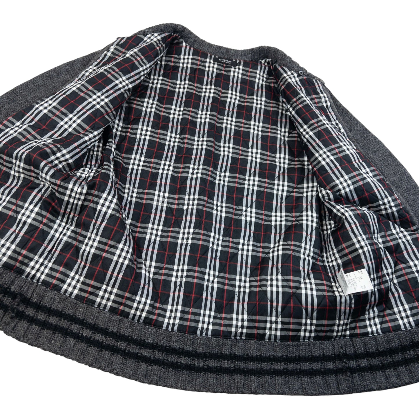 Vintage 2000s Burberry Black Label Nova Check Lined Wool Knit Jacket Size S