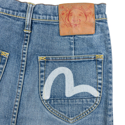 Vintage Evisu Double Gull Japanese Denim Skirt Womens Size S