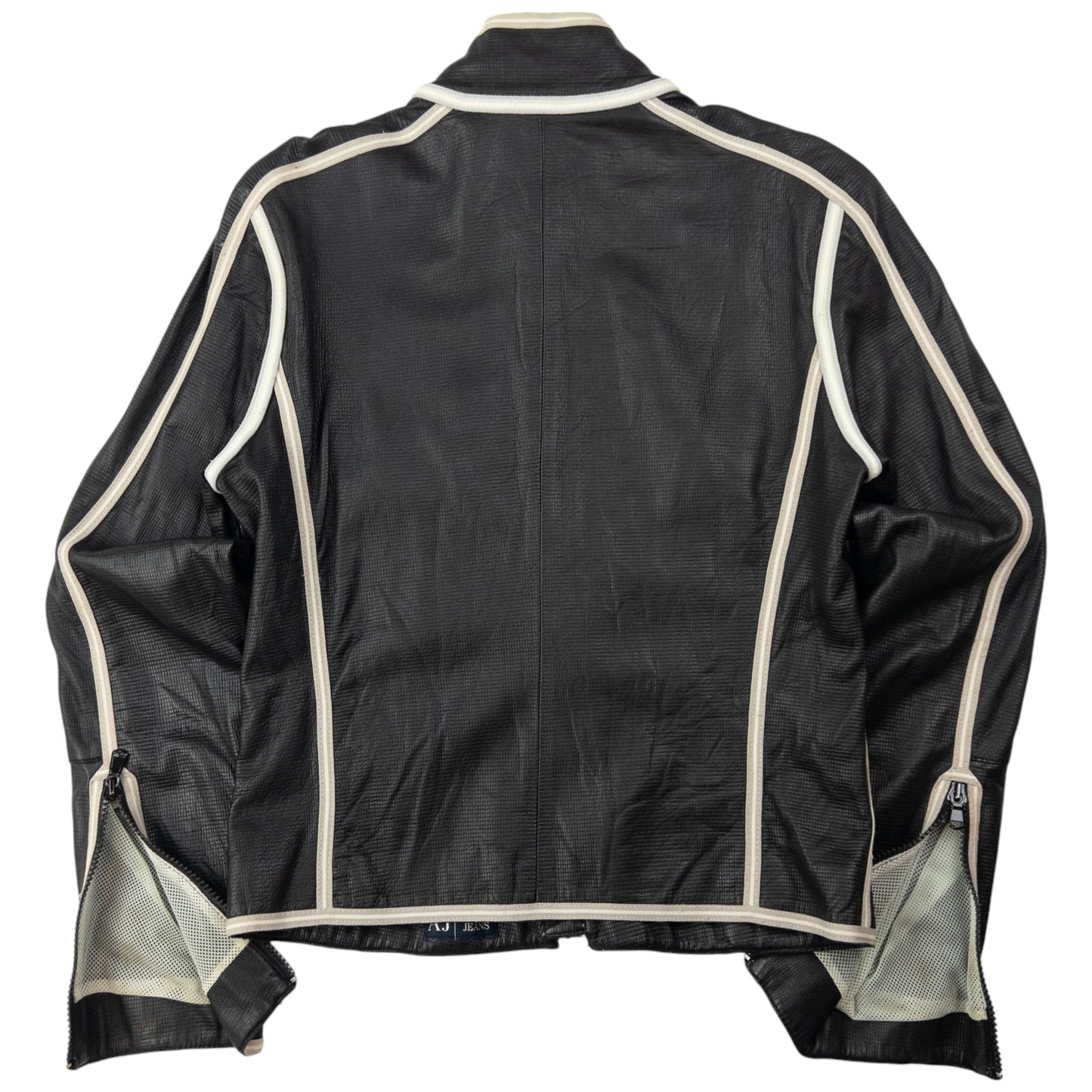 Vintage Armani Jeans Leather Biker Jacket Womens Size S