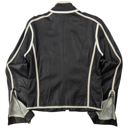 Vintage Armani Jeans Leather Biker Jacket Womens Size S