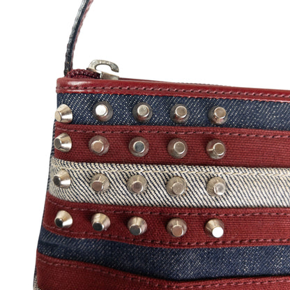 Vintage Burberry Studded Denim Flag Shoulder Bag
