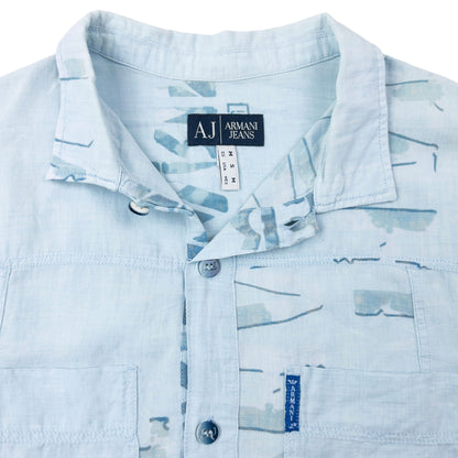 Vintage 2000s Armani Jeans Text Print Long Sleeve Button Up Shirt Size M