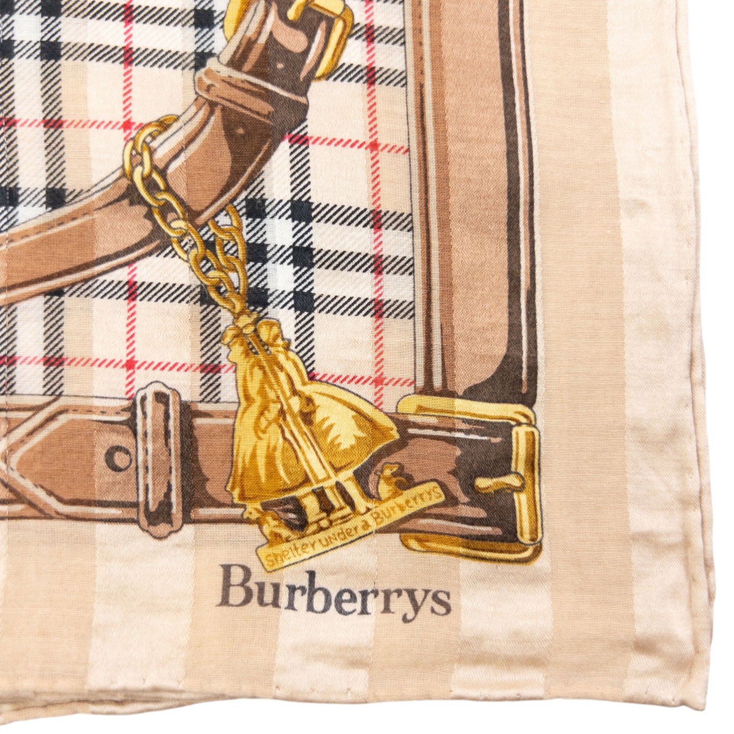 Vintage 90s Burberry Nova Check Buckle Print Silk Scarf