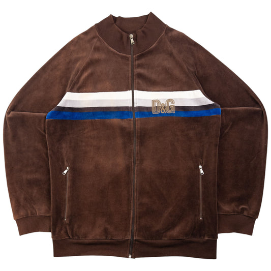 Vintage Dolce & Gabbana Zip Up Velour Sweatshirt Size M