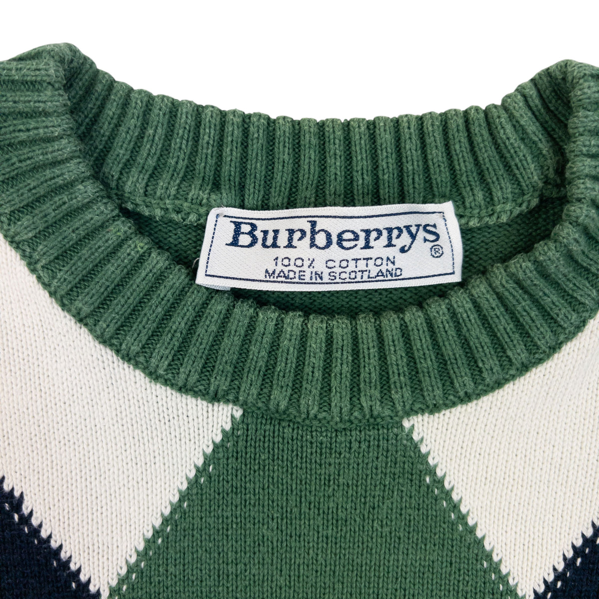 Vintage 90s Burberry Argyle Pattern Jumper Size M