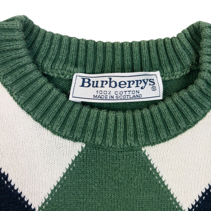 Vintage 90s Burberry Argyle Pattern Jumper Size M