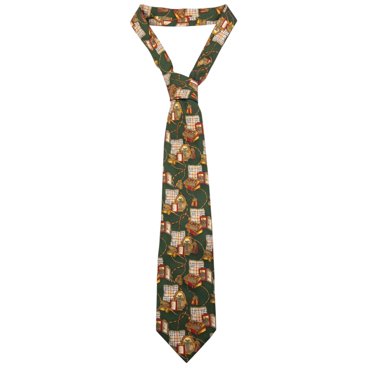 Vintage Burberry Nova Check Antique Print Silk Tie