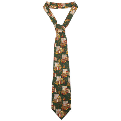 Vintage Burberry Nova Check Antique Print Silk Tie