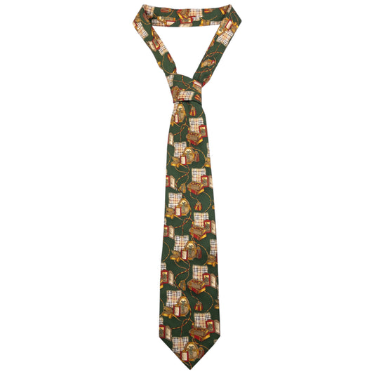 Vintage Burberry Nova Check Antique Print Silk Tie