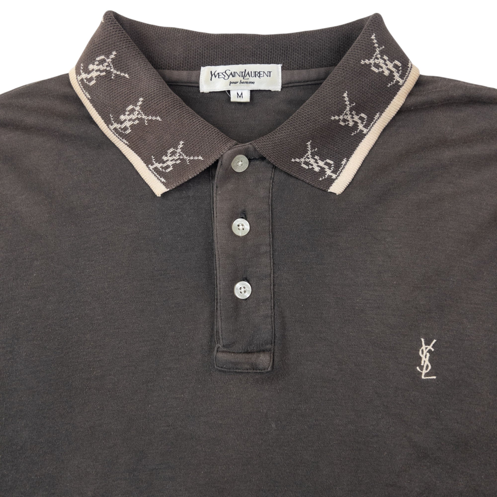 Vintage YSL Yves Saint Laurent Long Sleeve Polo Shirt Size M