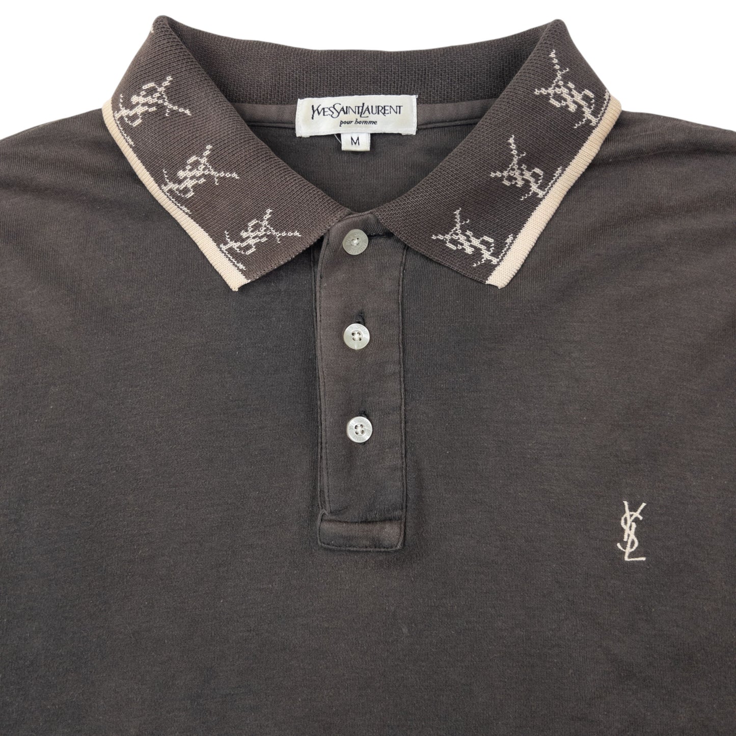 Vintage YSL Yves Saint Laurent Long Sleeve Polo Shirt Size M