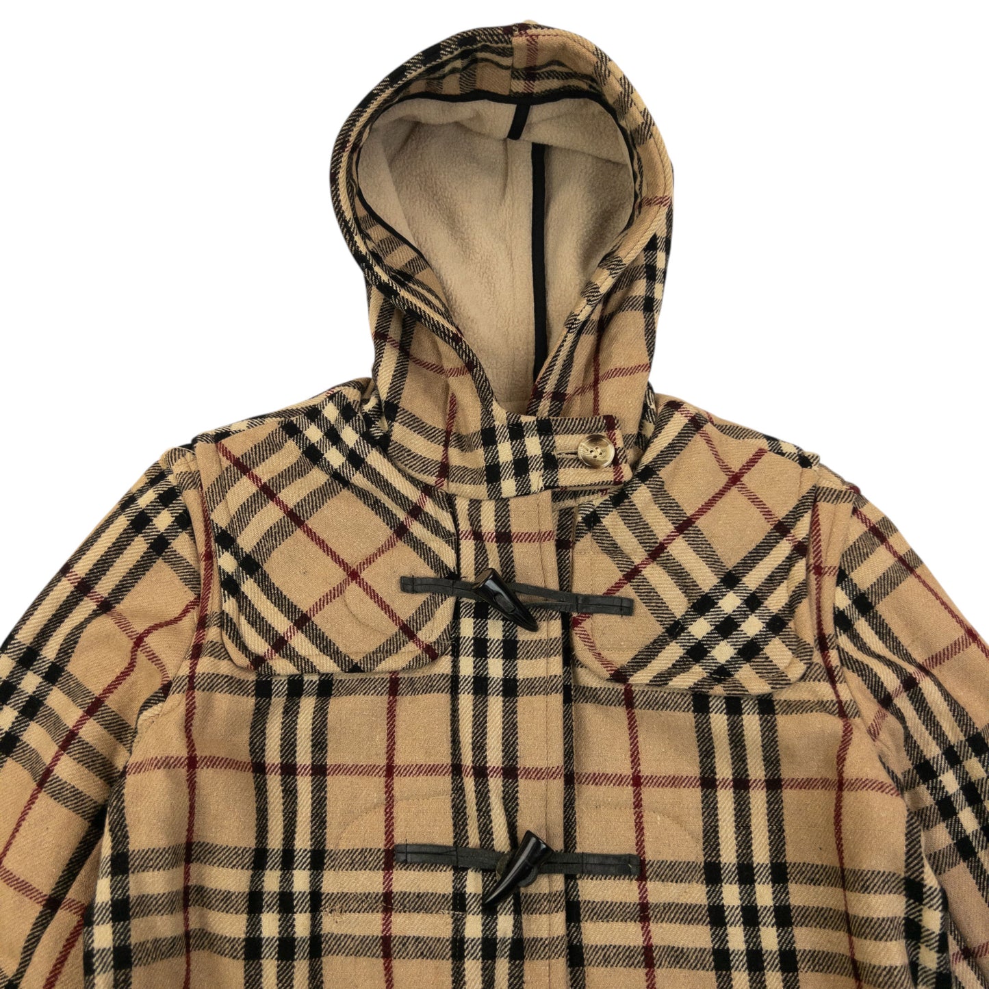 Vintage 2000s Burberry Nova Check Fleece Lined Duffle Jacket Womens Size S