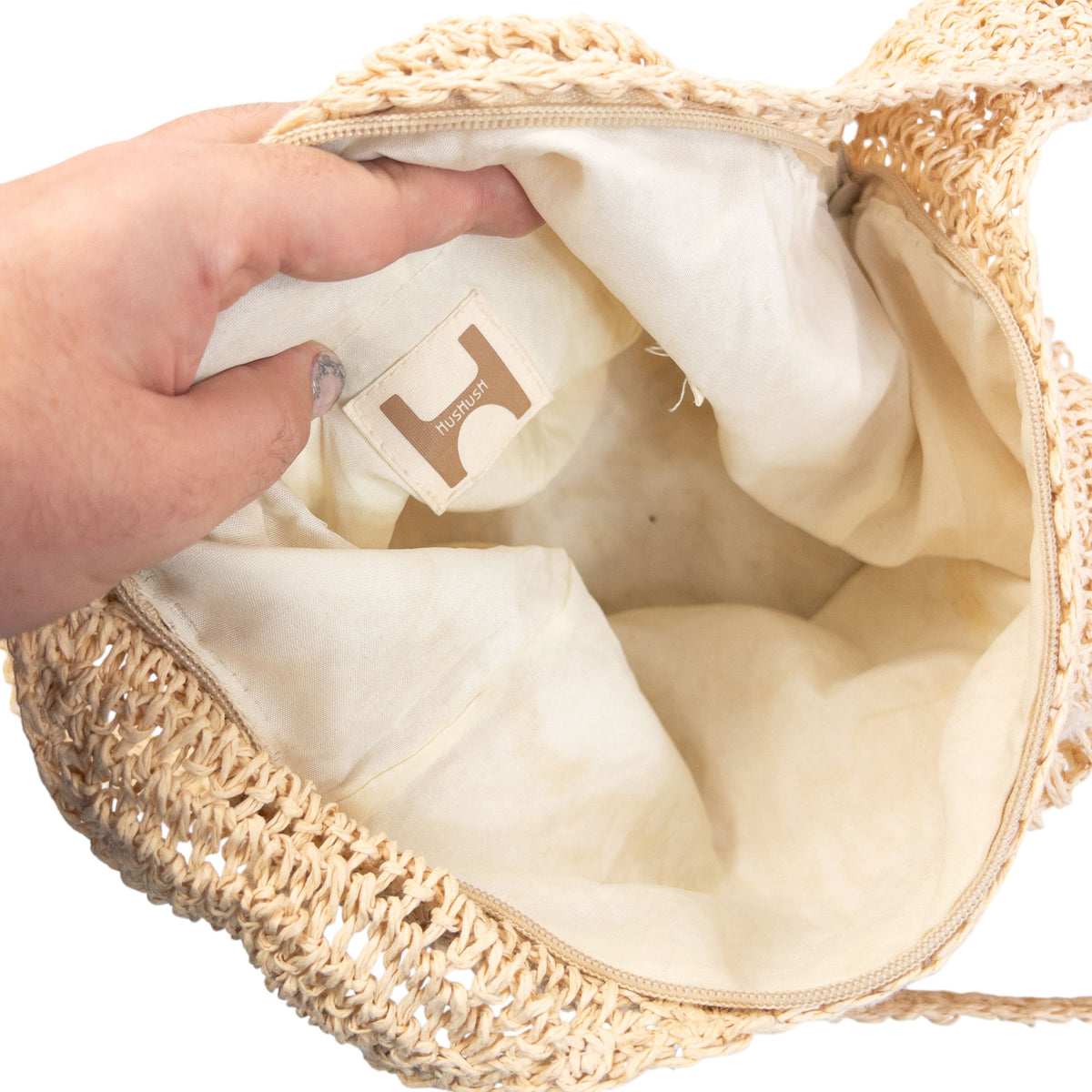 Vintage HusHusH Crochet Crossbody Bag in beige, photo 5