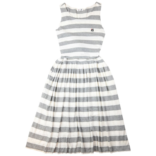 Vintage 80s Issey Miyake I.S. Striped Tie-Back Dress Womens Size L