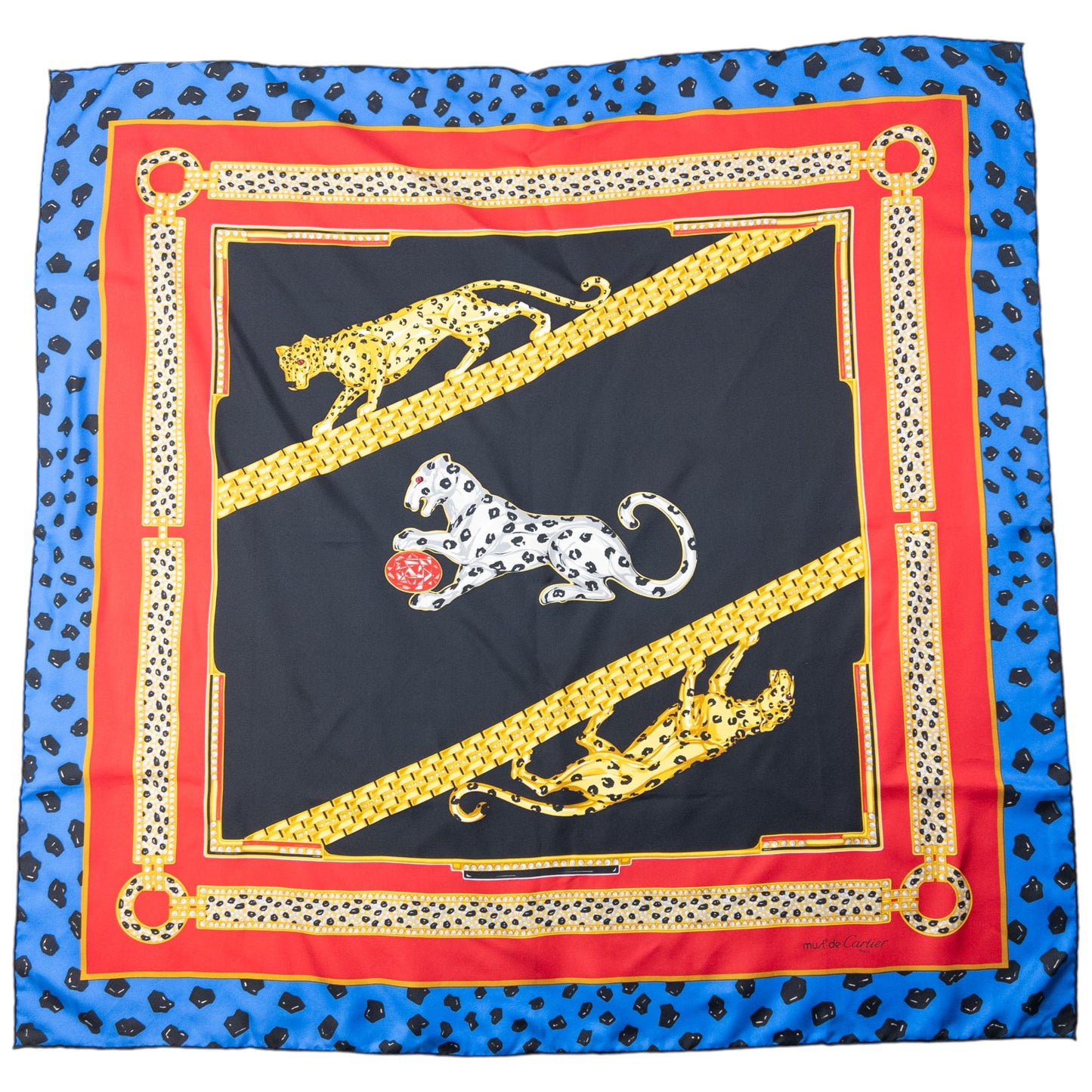 Vintage 90s Cartier Panther Print Silk Scarf