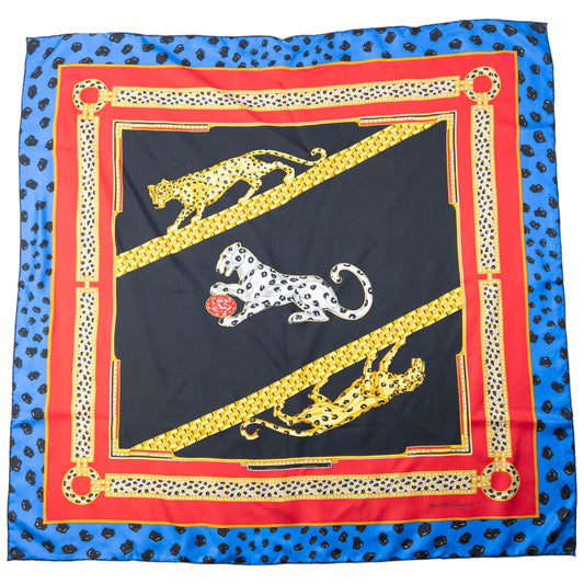 Vintage 90s Cartier Panther Print Silk Scarf