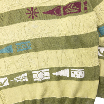 Vintage 80s Hugo Boss Striped Knit Jumper Size L