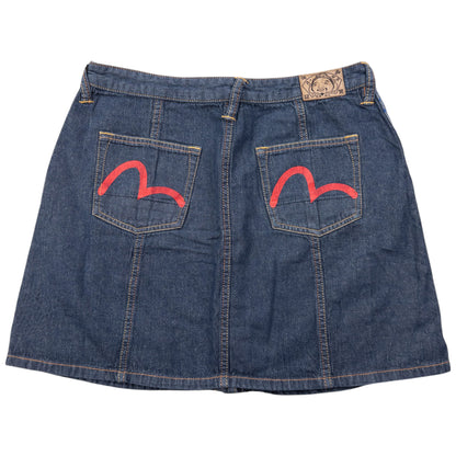 Vintage 2000s Evisu Double Gull Reversible Japanese Denim Mini Skirt Womens Size W29