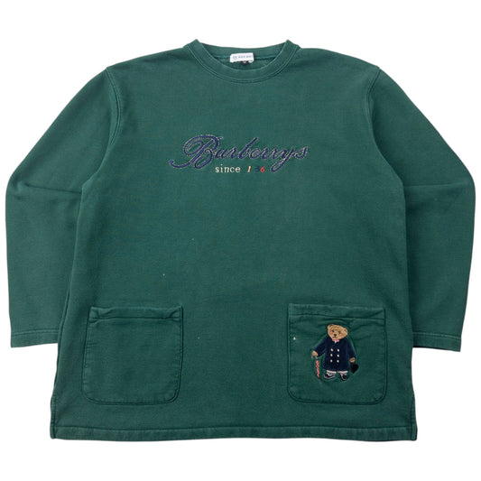Vintage 90s Burberry Embroidered Bear Sweatshirt Size S