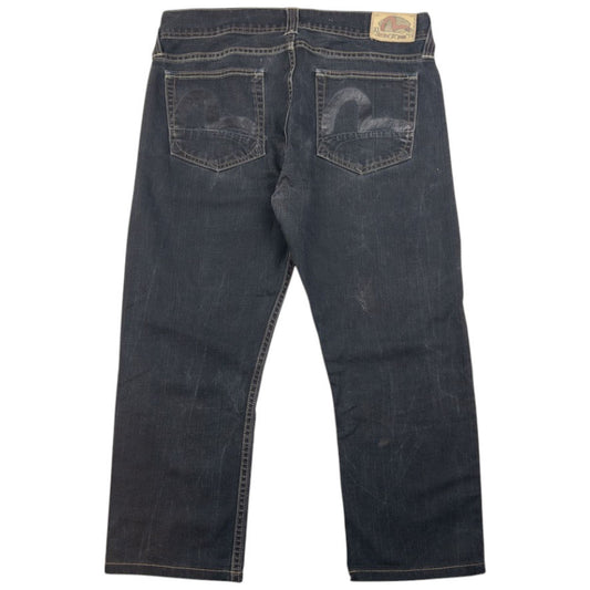 Vintage Puma X Evisu Double Gull Cropped Japanese Denim Jeans Size W36