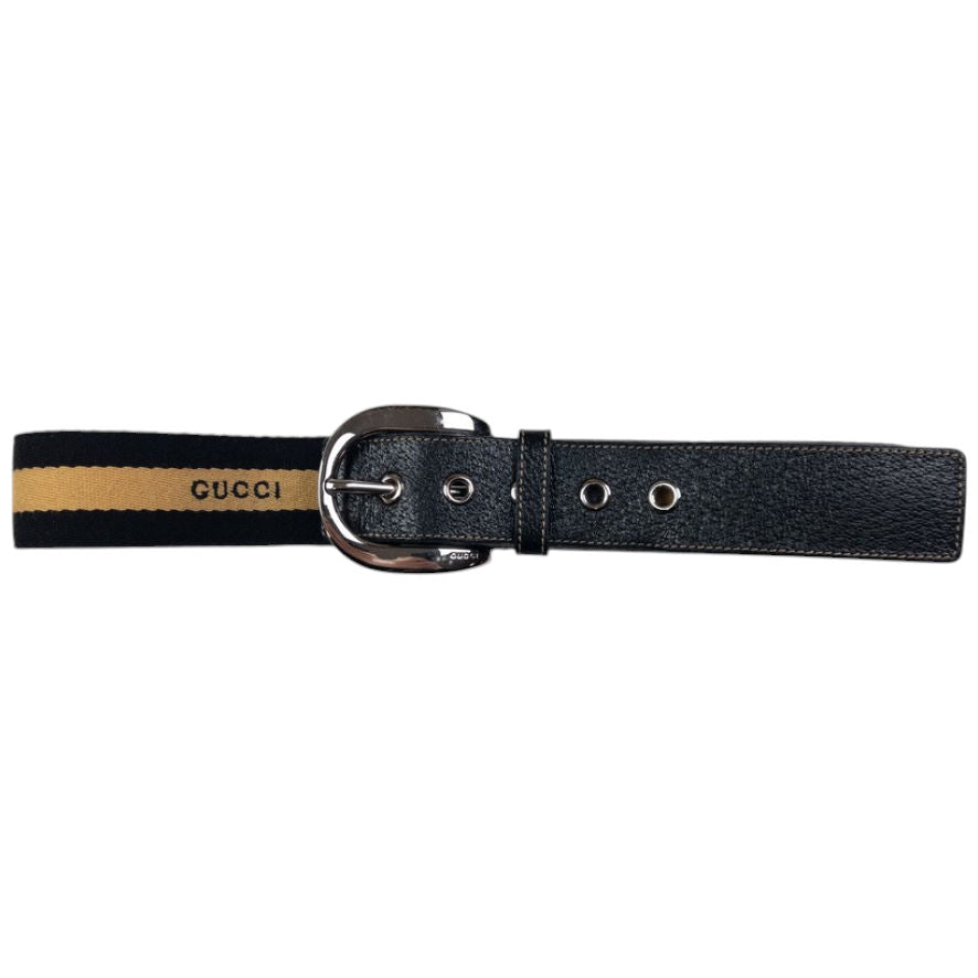 Vintage Gucci Stripe Leather Belt Size W26