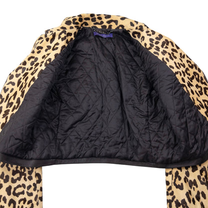 Vintage Ralph Lauren Purple Label Cropped Leopard Print Jacket Womens Size M